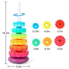 Rainbow Stacking Tower Toy – Spiral Gear Activity Tower with Rotating Base for Toddlers thumbnail 5