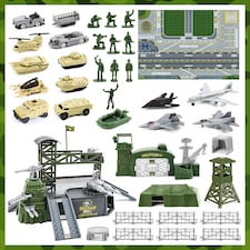 Army Base Playset with Vehicles, Gear, Accessories, and Play Mat - Military Toys Set - for Kids Age 3+ thumbnail 2