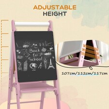 AIYAPLAY Three-in-One Easel for Kids, with Paper Roll, Adjustable Height - Pink | Pink | 40 x 56 x 117cm thumbnail 4