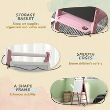 AIYAPLAY Three-in-One Easel for Kids, with Paper Roll, Adjustable Height - Pink | Pink | 40 x 56 x 117cm thumbnail 5