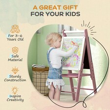 AIYAPLAY Three-in-One Easel for Kids, with Paper Roll, Adjustable Height - Pink | Pink | 40 x 56 x 117cm thumbnail 6