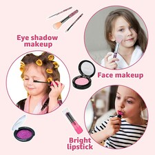 23-Piece Makeup Toy Set – Safe Non-Toxic Pretend Cosmetic Beauty Kit with Vanity Case thumbnail 3