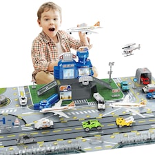 Interactive Airport Play Set – Aircraft Tower, Vehicles & Large Battle Map for Kids Ages 3+
