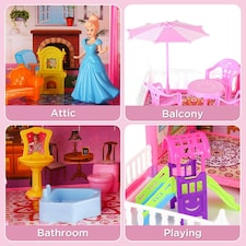 Princess Four-Story Castle Doll House – DIY Pink Playset with Furniture & Accessories for Kids thumbnail 2