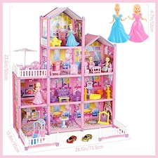 Princess Four-Story Castle Doll House – DIY Pink Playset with Furniture & Accessories for Kids thumbnail 4