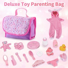 26-Piece Baby Doll Playset – Includes Carry Cot, Feeding Set, Clothing & Accessories thumbnail 8