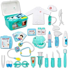 Kids 2-in-1 Doctor & Dentist Role Play Set – 30 Pieces with Carry Case (blue)