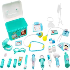 Kids 2-in-1 Doctor & Dentist Role Play Set – 30 Pieces with Carry Case (blue) thumbnail 2