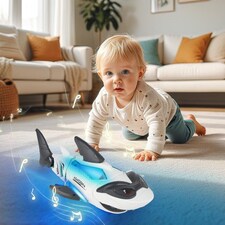 Electric Crawling Shark Toy for Toddlers with Lights, Music, and Obstacle Avoidance thumbnail 3