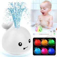 Baby Whale Bath Toy – LED Light-Up Sprinkler with Water Spray and Sensor Activation (White)