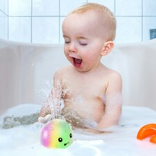 Baby Whale Bath Toy – LED Light-Up Sprinkler with Water Spray and Sensor Activation (White) thumbnail 3