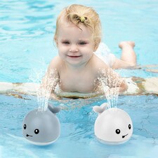 Baby Whale Bath Toy – LED Light-Up Sprinkler with Water Spray and Sensor Activation (White) thumbnail 5