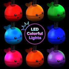 Baby Whale Bath Toy – LED Light-Up Sprinkler with Water Spray and Sensor Activation (White) thumbnail 6