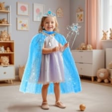 Princess Dress-Up Costume Set for Girls – Cape, Crown, Wand, Necklace, Ring, Gloves & Earrings Perfect for Birthdays, Parties, Halloween, Christmas & Cosplay thumbnail 4