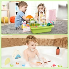 Green Frog Kitchen Play Sink with Running Water Pretend Play Wash up Kitchen Sets thumbnail 6