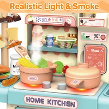 Kids Mini Kitchen Play Set – Pretend Cook Station with Accessories, Realistic Light, Steam & Water Functions thumbnail 4