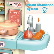 Kids Mini Kitchen Play Set – Pretend Cook Station with Accessories, Realistic Light, Steam & Water Functions thumbnail 6