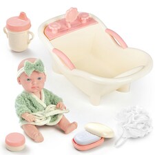 Baby Doll Bath Play Set - Doll Bathtub Set with Trolley, and clean Accessories thumbnail 3