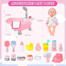 Baby Doll Bath Play Set – Real Working Bathtub, Clothes & Accessories for Kids Ages 3+ thumbnail 2
