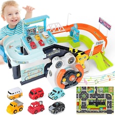 Car Garage Tracks Simulation Steering Wheel Toy Set