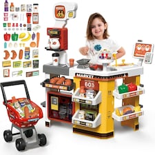 65 PCS Grocery Store Playset Pretend Supermarket Playset