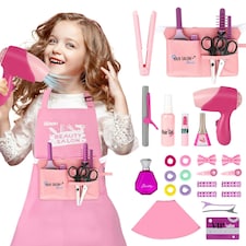 32-Piece Hair Stylist Pretend Play Set – Realistic Salon Kit with Apron, Tools & Accessories for Kids Ages 3+ thumbnail 2