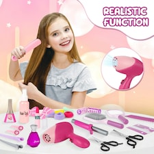 32-Piece Hair Stylist Pretend Play Set – Realistic Salon Kit with Apron, Tools & Accessories for Kids Ages 3+ thumbnail 5