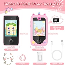 Kids Smart Phone Toy – 22 Educational Apps & Camera (Pink) thumbnail 2