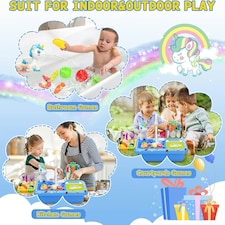 Kids Kitchen Blue Sink Playset with Real Running Water – Includes Colorful Food Accessories thumbnail 4