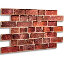 NOVECRAFTO 3D Brick Effect Wall Panels – 6 PVC Sheets, Covers 29.76 sq ft (2.76 sqm), 96x48cm Each – Red Faux Brick Look, Easy DIY Wall Cladding Red