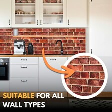 NOVECRAFTO 3D Brick Effect Wall Panels – 6 PVC Sheets, Covers 29.76 sq ft (2.76 sqm), 96x48cm Each – Red Faux Brick Look, Easy DIY Wall Cladding Red thumbnail 5