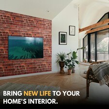 NOVECRAFTO 3D Brick Effect Wall Panels – 6 PVC Sheets, Covers 29.76 sq ft (2.76 sqm), 96x48cm Each – Red Faux Brick Look, Easy DIY Wall Cladding Red thumbnail 9