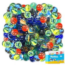 SOL 200pk Marbles for Kids, Traditional Glass Marbles in Assorted Colours