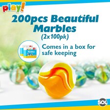 SOL 200pk Marbles for Kids, Traditional Glass Marbles in Assorted Colours thumbnail 2