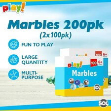 SOL 200pk Marbles for Kids, Traditional Glass Marbles in Assorted Colours thumbnail 3