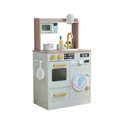 Teamson Kids Wooden Play Kitchen Little Chef with Mini Garden and Washing Machine Green