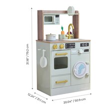 Teamson Kids Wooden Play Kitchen Little Chef with Mini Garden and Washing Machine Green thumbnail 5