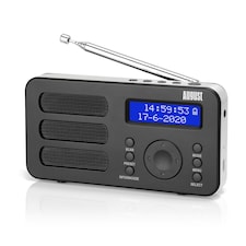 Portable DAB/DAB+/FM Radio Dual Alarm Clock with Built-In Rechargeable Battery - RDS, DRC, Prune & AUX Output - August MB225B