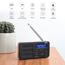 Portable DAB/DAB+/FM Radio Dual Alarm Clock with Built-In Rechargeable Battery - RDS, DRC, Prune & AUX Output - August MB225B thumbnail 2