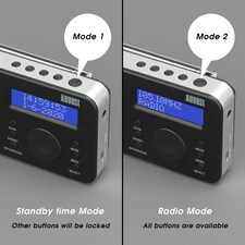 Portable DAB/DAB+/FM Radio Dual Alarm Clock with Built-In Rechargeable Battery - RDS, DRC, Prune & AUX Output - August MB225B thumbnail 6