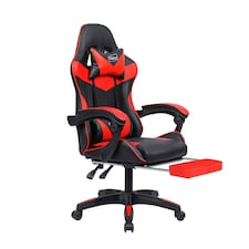 Red/Black Massage Leather Gaming Chair with Footrest