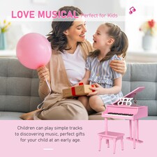 HOMCOM 30 Keys Mini Kids Piano with Music Stand and Bench Best Gifts Toy thumbnail 10
