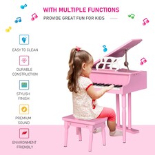 HOMCOM 30 Keys Mini Kids Piano with Music Stand and Bench Best Gifts Toy thumbnail 6