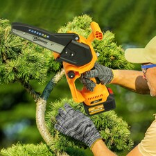 Outsunny 8 Inch Electric Chainsaw with Brushless Motor, 2 Batteries, Orange thumbnail 2