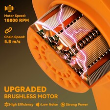 Outsunny 8 Inch Electric Chainsaw with Brushless Motor, 2 Batteries, Orange thumbnail 3
