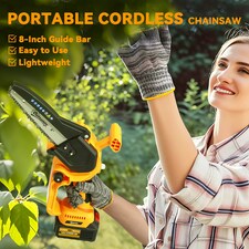 Outsunny 8 Inch Electric Chainsaw with Brushless Motor, 2 Batteries, Orange thumbnail 9