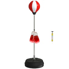 HOMCOM Punching Bag with Stand Boxing Bag Set with Adjustable Height, Red | Multi
