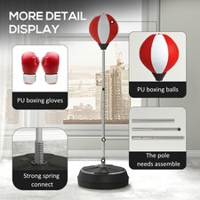 HOMCOM Punching Bag with Stand Boxing Bag Set with Adjustable Height, Red | Multi thumbnail 6