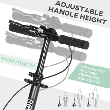 HOMCOM Folding Kick Scooter for 14+ w/ Adjustable Height, Dual Brake System thumbnail 3