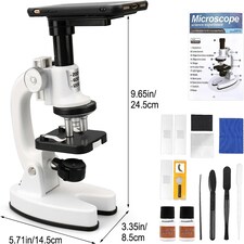 Kids Microscope Kit – Portable Science Set with LED Light, Smartphone Holder & 15 Accessories Educational STEM Toy for Ages 8+ thumbnail 5